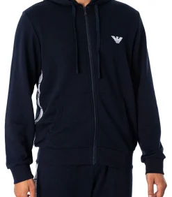 Heren Emporio Armani Lounge-Hoodie Met Rits En Logo Op De Borst