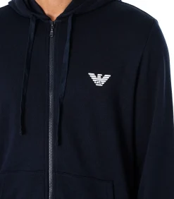 Heren Emporio Armani Lounge-Hoodie Met Rits En Logo Op De Borst