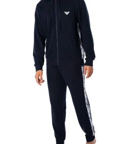 Heren Emporio Armani Lounge-Hoodie Met Rits En Logo Op De Borst