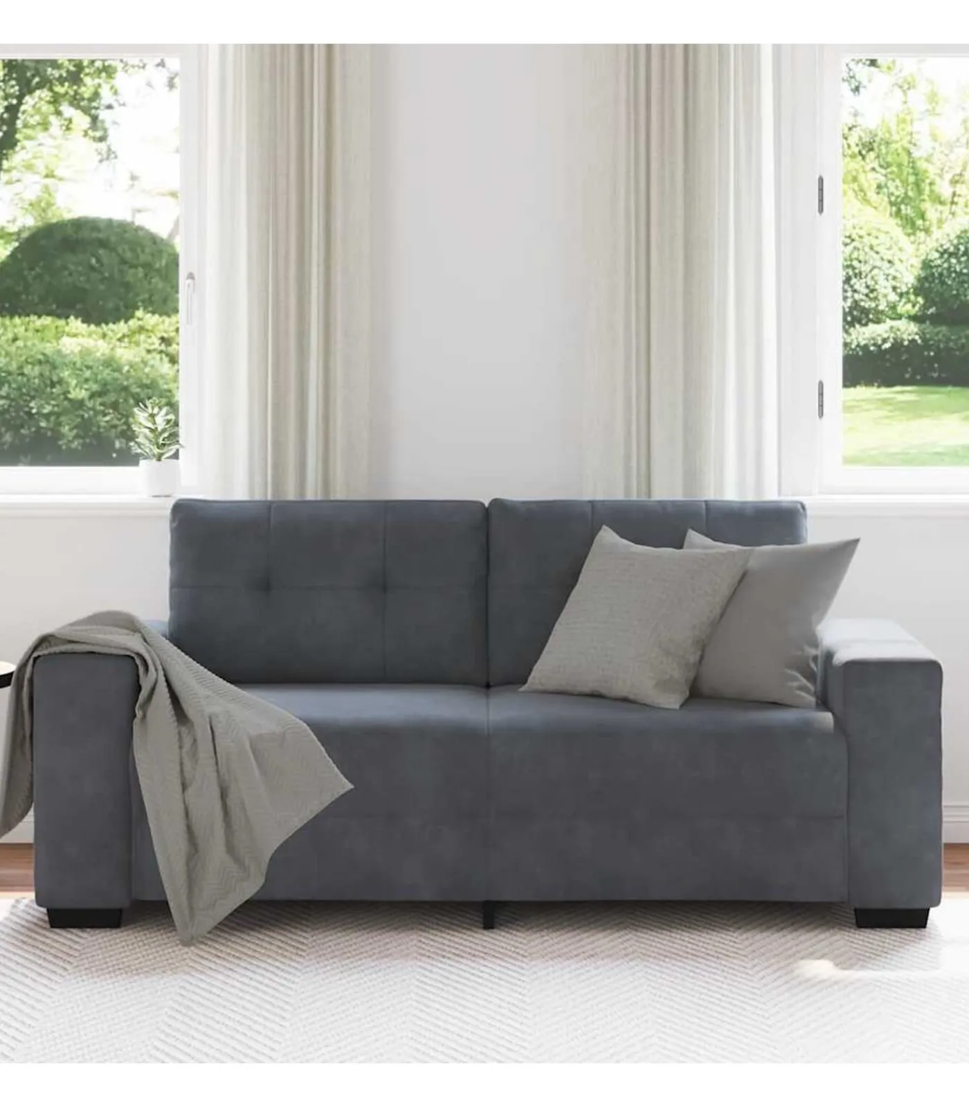 Hot Loveseat bank 140 cm fluweel donkergrijs Zetels