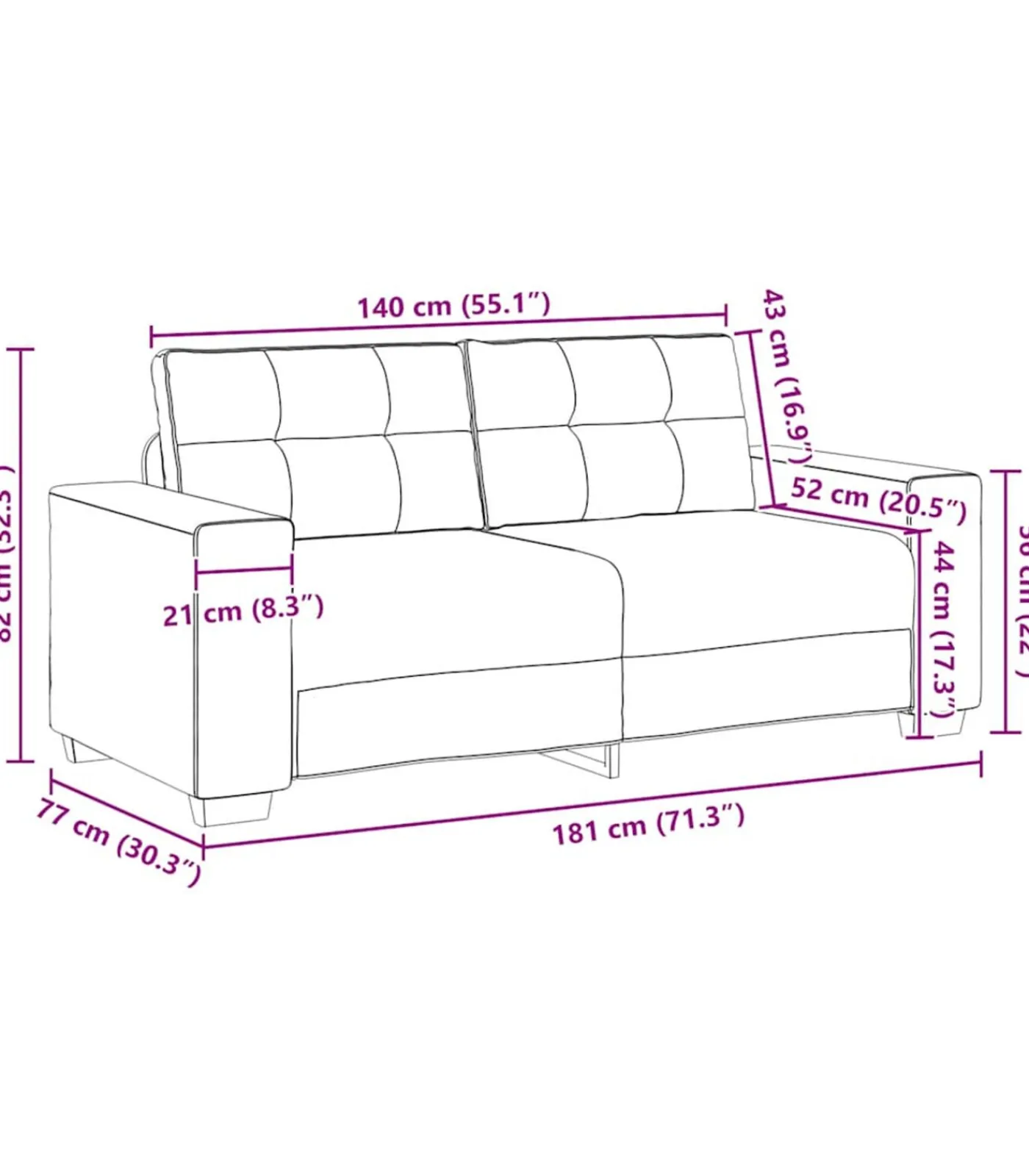 Hot Loveseat bank 140 cm fluweel donkergrijs Zetels