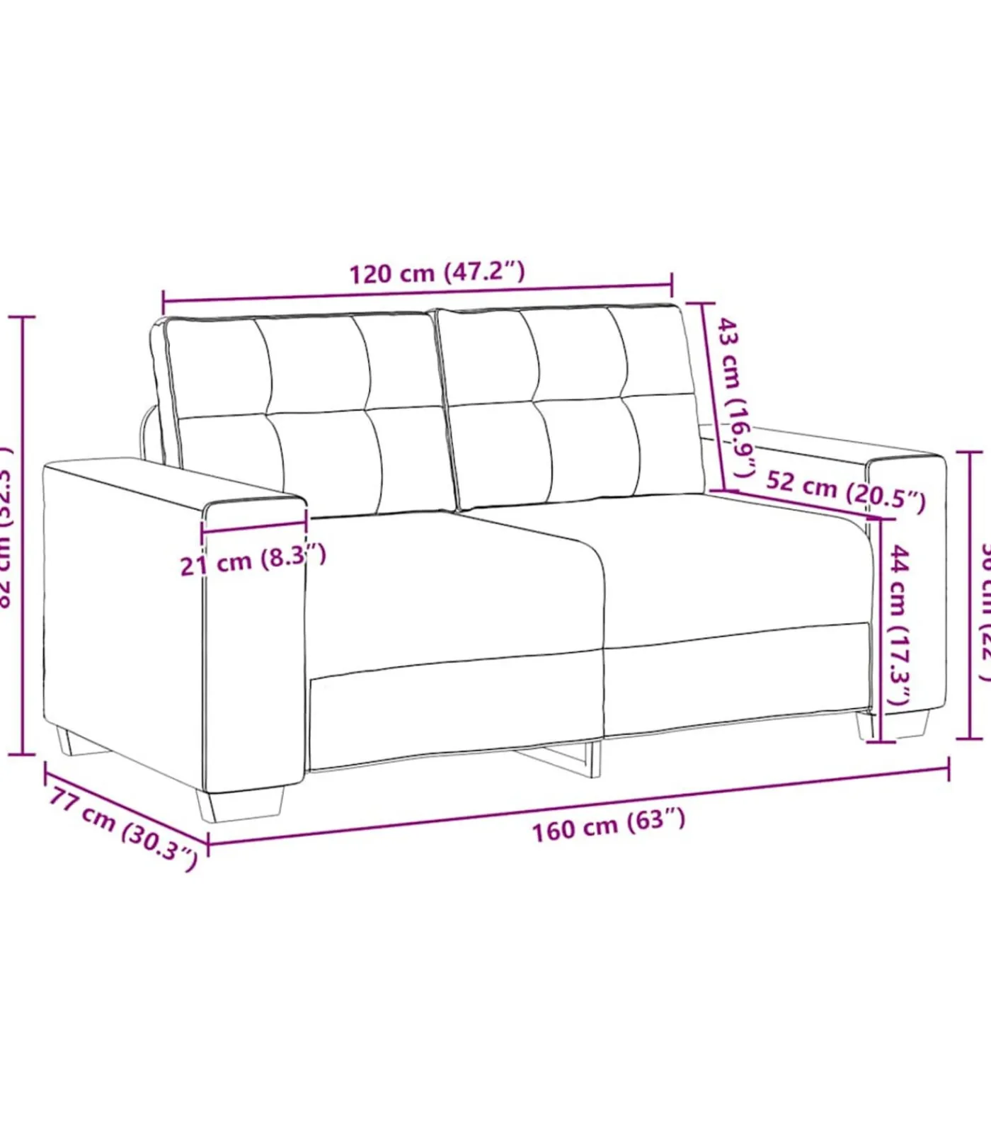 Best Loveseat bank 120 cm fluweel donkergrijs Zetels