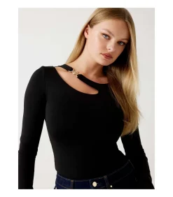 DAMES GUESS Ls Eleanor Buckle Top
