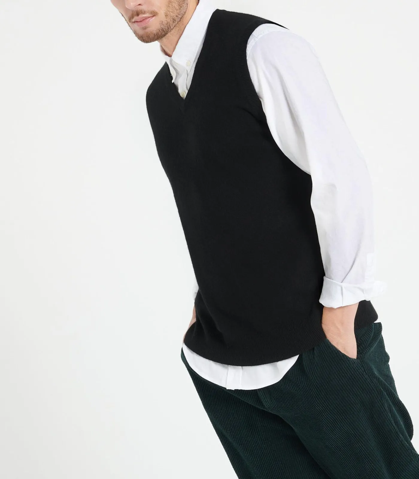 Heren Studio Cashmere8 LUKE 9 Mouwloos vest - 100% kasjmier