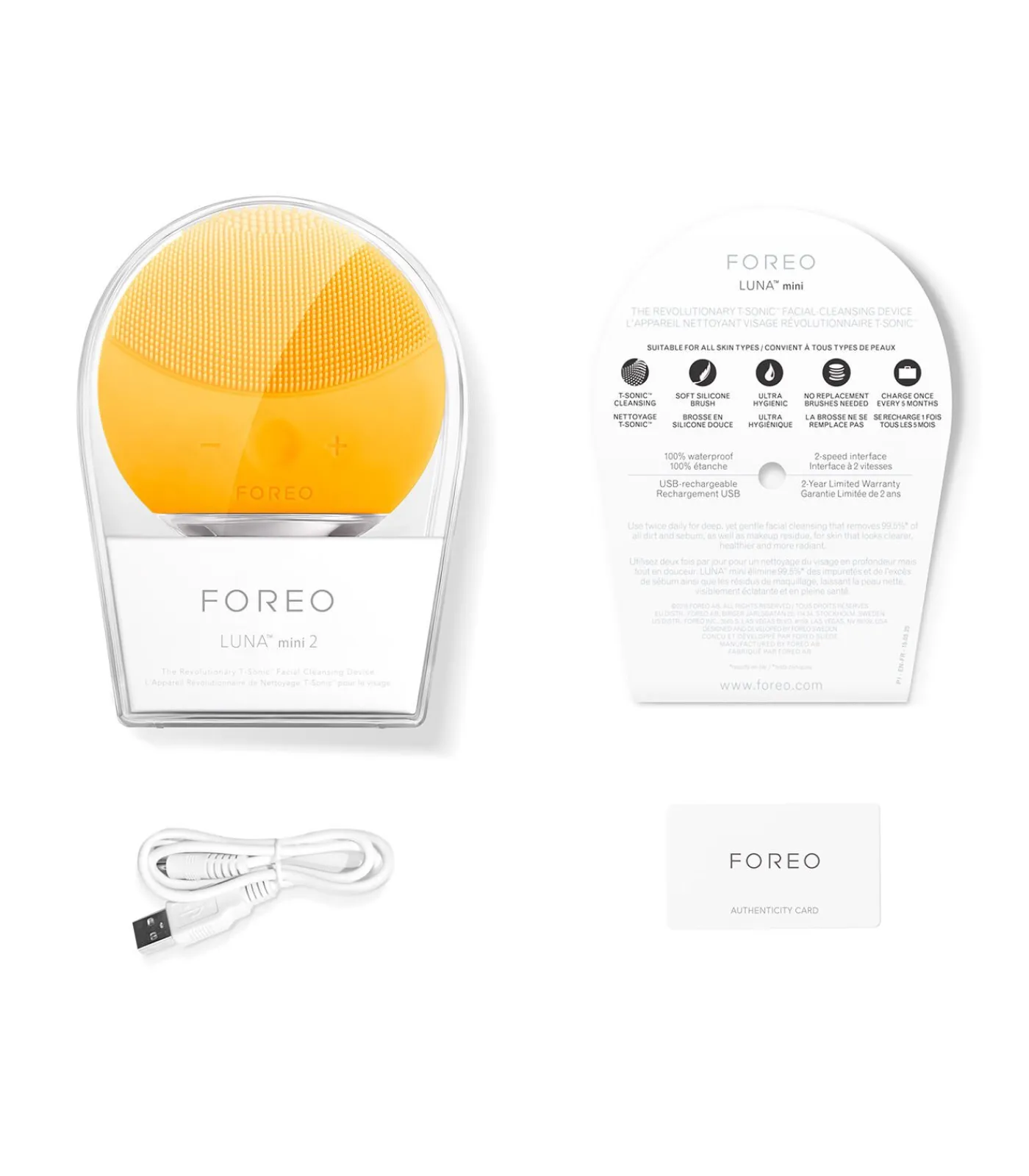 FOREO LUNA Mini 2 Sunflower Yellow sonische gezichtsreinigingsborstel voor elk huidtype