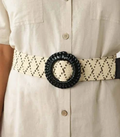 LYSADE - Tweekleurige geometrisch gevlochten riem met decoratieve gesp DAMES Riemen