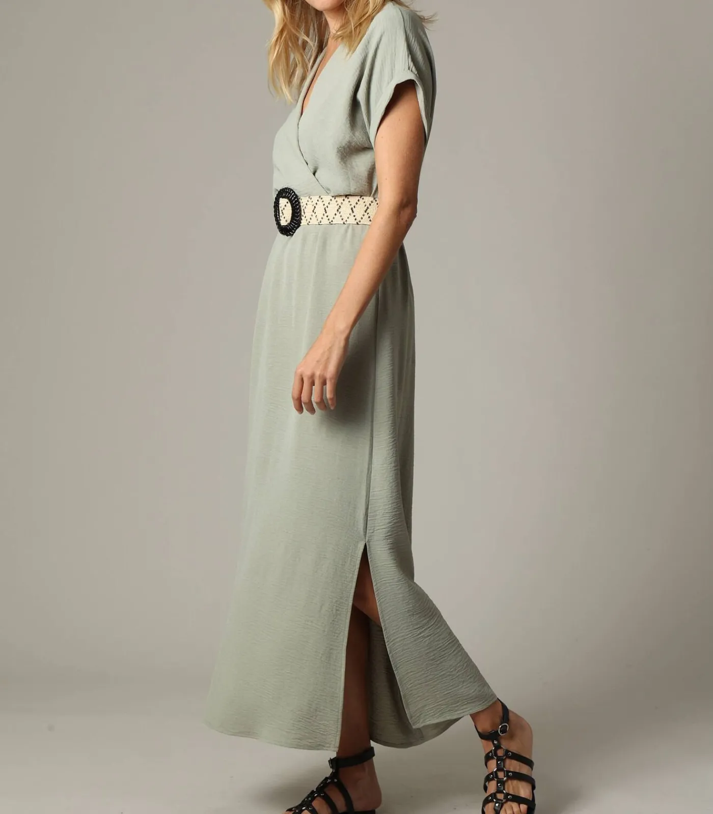 Hot LYSADE - Tweekleurige gevlochten riem met geometrische patronen en decoratieve gesp DAMES Riemen