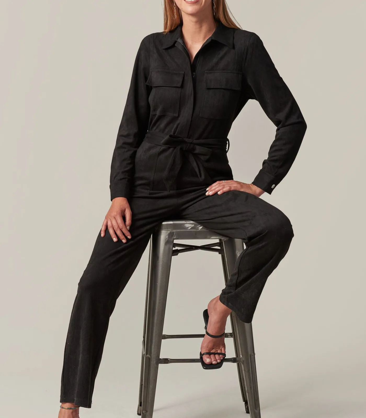 DAMES Deeluxe MADIA - Lange suède jumpsuit voor dames