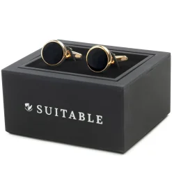 Heren Suitable Manchetknoop Rond Goud Zwart
