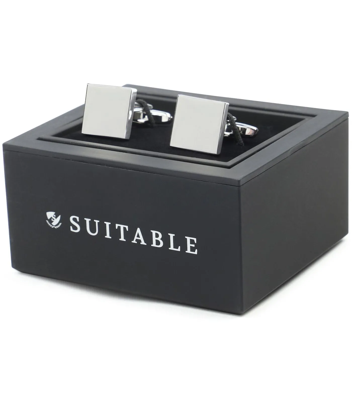 Heren Suitable Manchetknoop Vierkant Glad Zilver