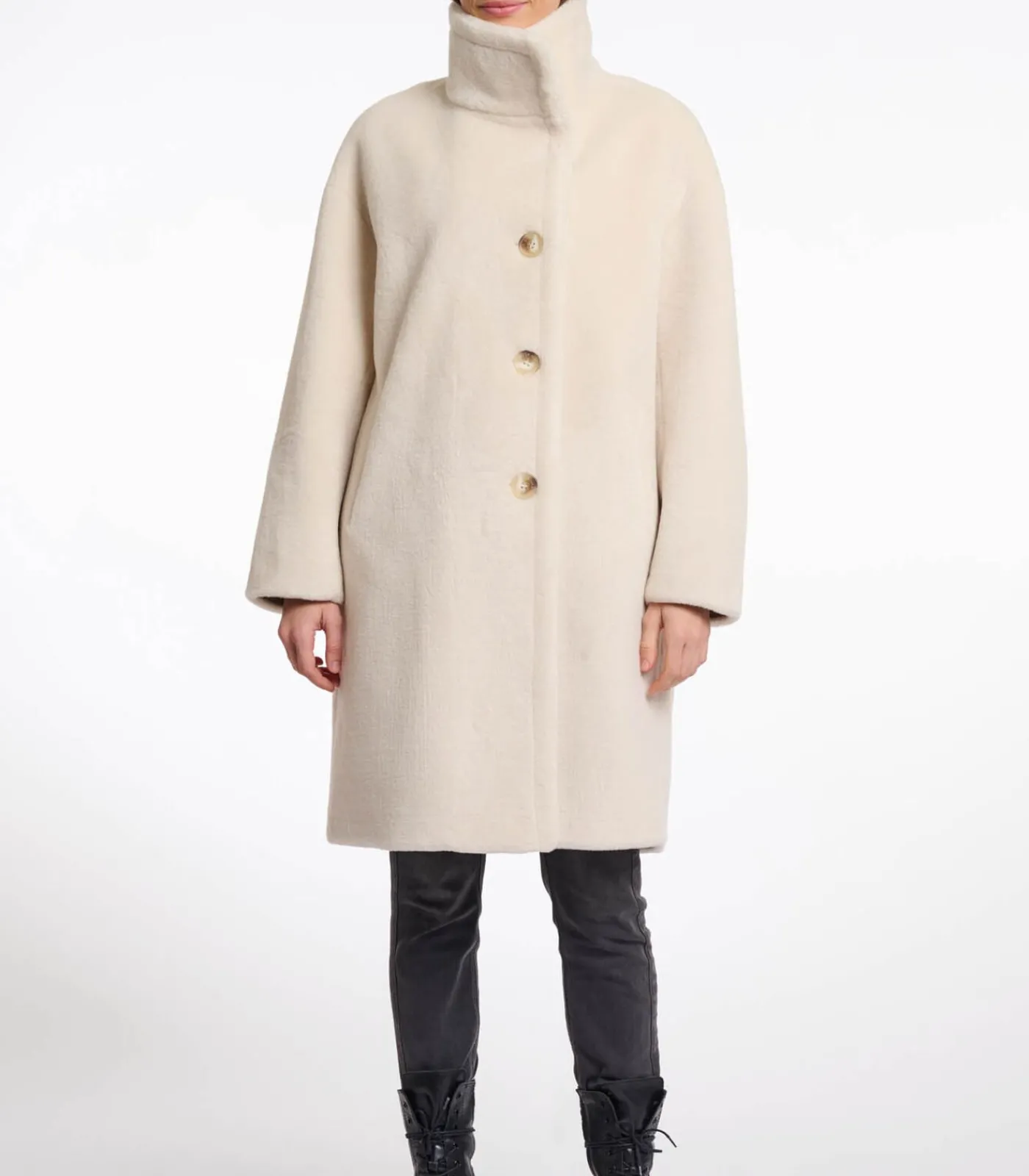 DAMES Rino&Pelle Mantel van imitatiebont met hoge kraag Berk 42