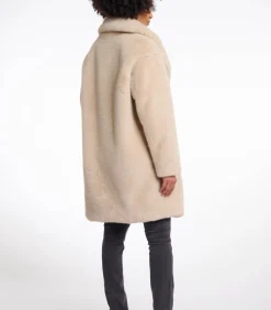 DAMES Rino&Pelle Mantel van imitatiebont met enkele borst en afneembare kraag Licht haver 36