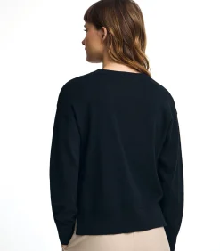 DAMES Polo Club Marine blauwe trui van wolmix met ronde hals en geborduurd Rigby Go-logo