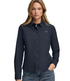 Outlet Marineblauw hemd met slim fit en -logo DAMES Overhemden & Blouses