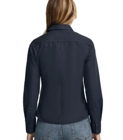 Outlet Marineblauw hemd met slim fit en -logo DAMES Overhemden & Blouses