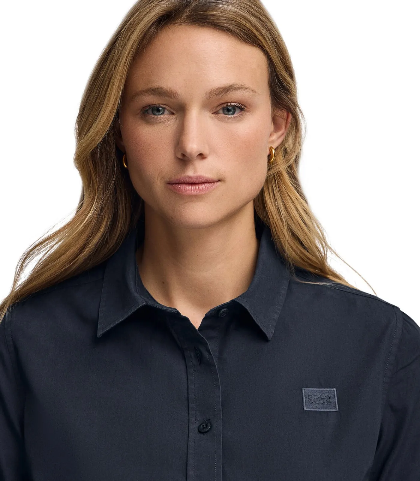 Outlet Marineblauw hemd met slim fit en -logo DAMES Overhemden & Blouses