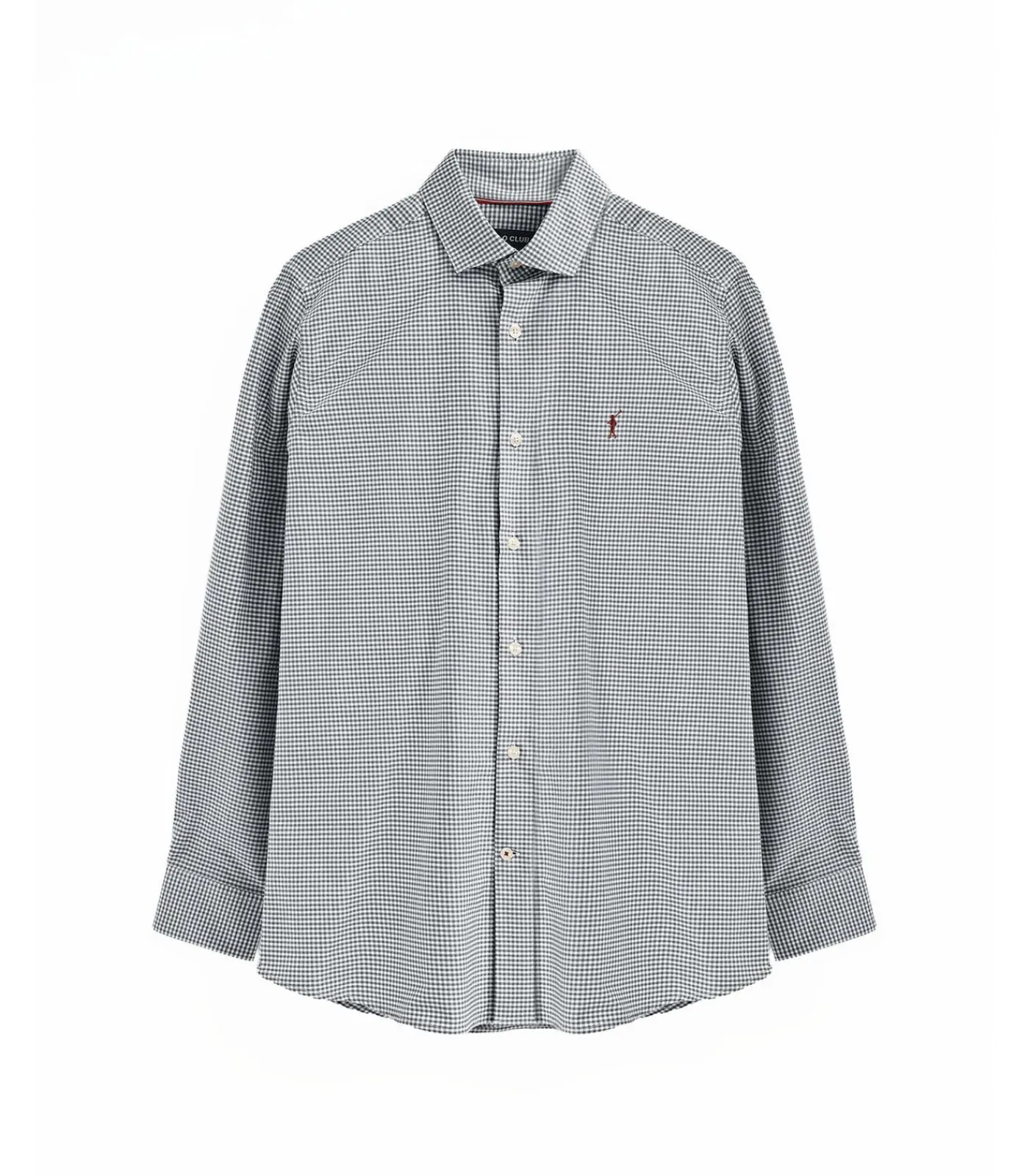 New Marineblauw hemd met slim fit, vichy-ruitjes en Rigby Go-logo Heren Hemden