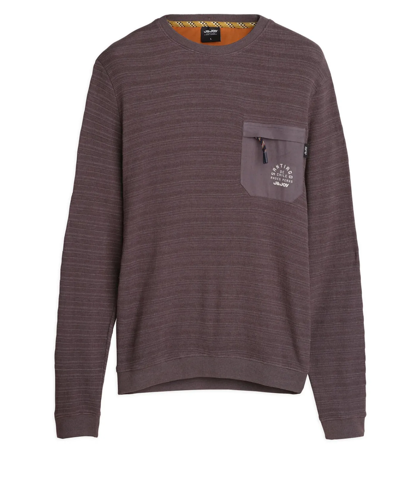 Heren J&JOY Marineblauw heren T-shirt met lange mouwen en borstzakje