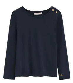 Clearance Marineblauw T-shirt Ulan met nautisch -logo DAMES T-Shirts & Tops