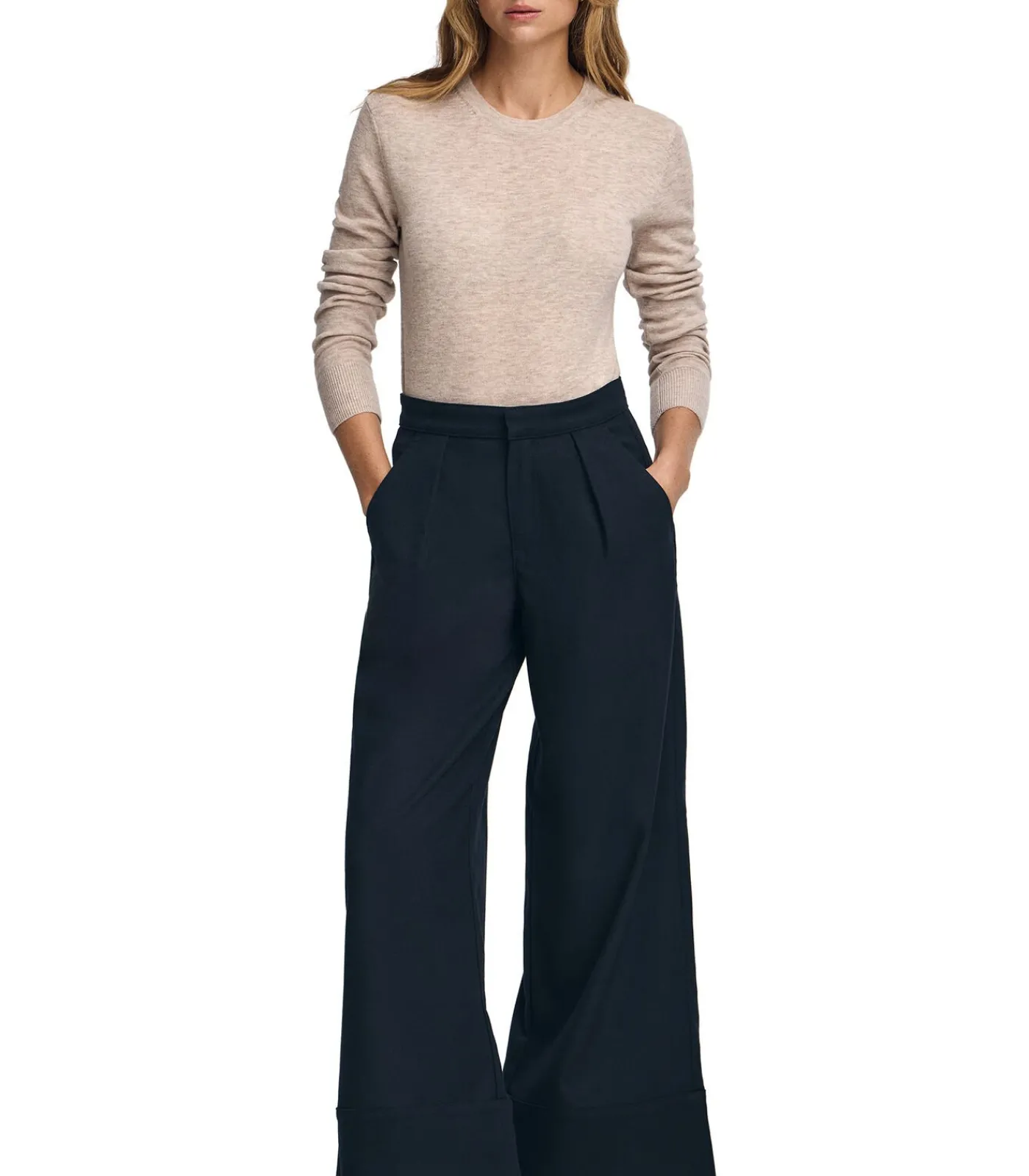 DAMES Polo Club Marineblauwe broek met loose fit en -details