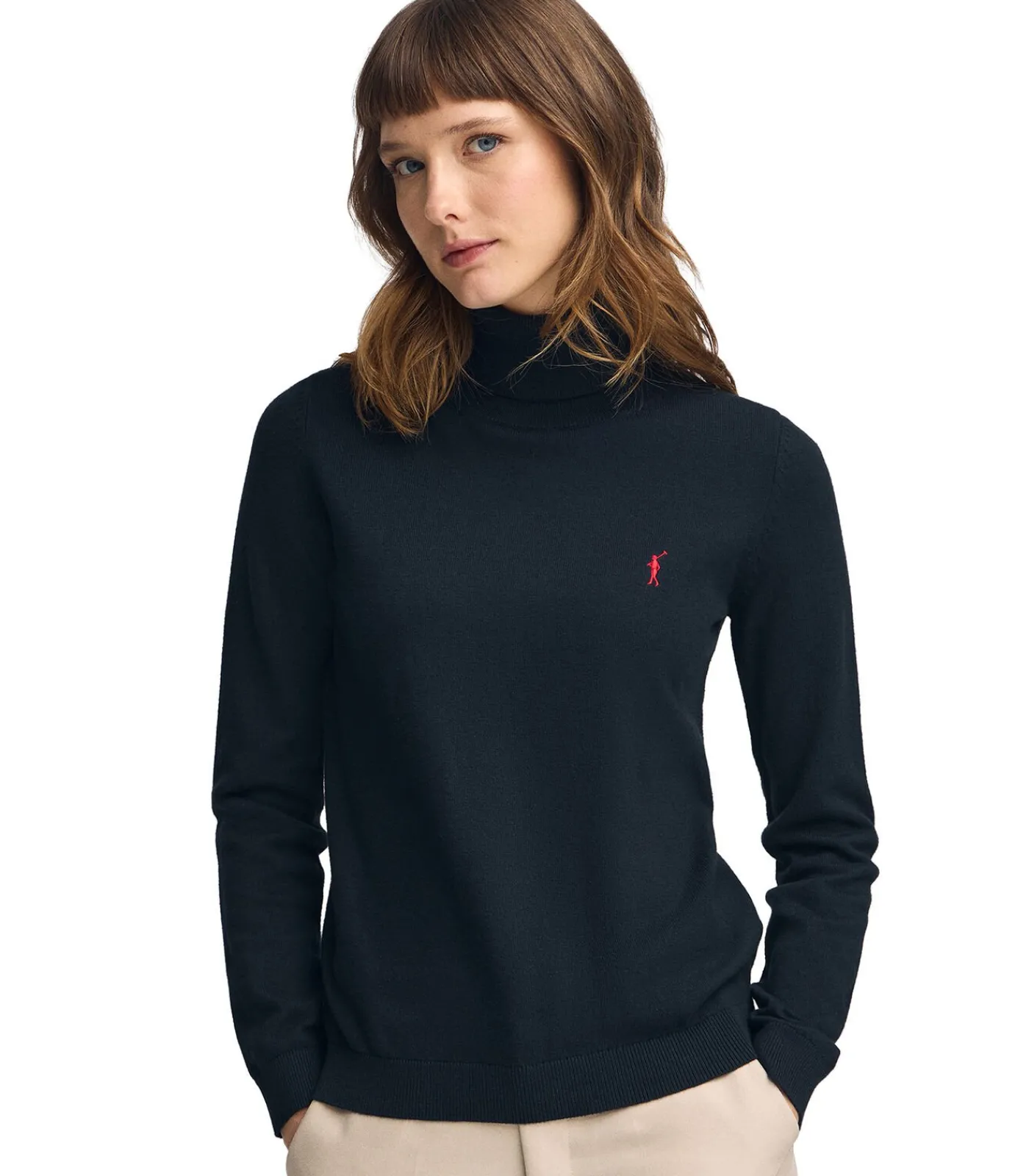 Clearance Marineblauwe coltrui van wolmix met geborduurd Rigby Go-logo DAMES Truien & Cardigans