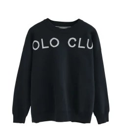 DAMES Polo Club Marineblauwe gebreide trui met -logo in contrasterende kleur