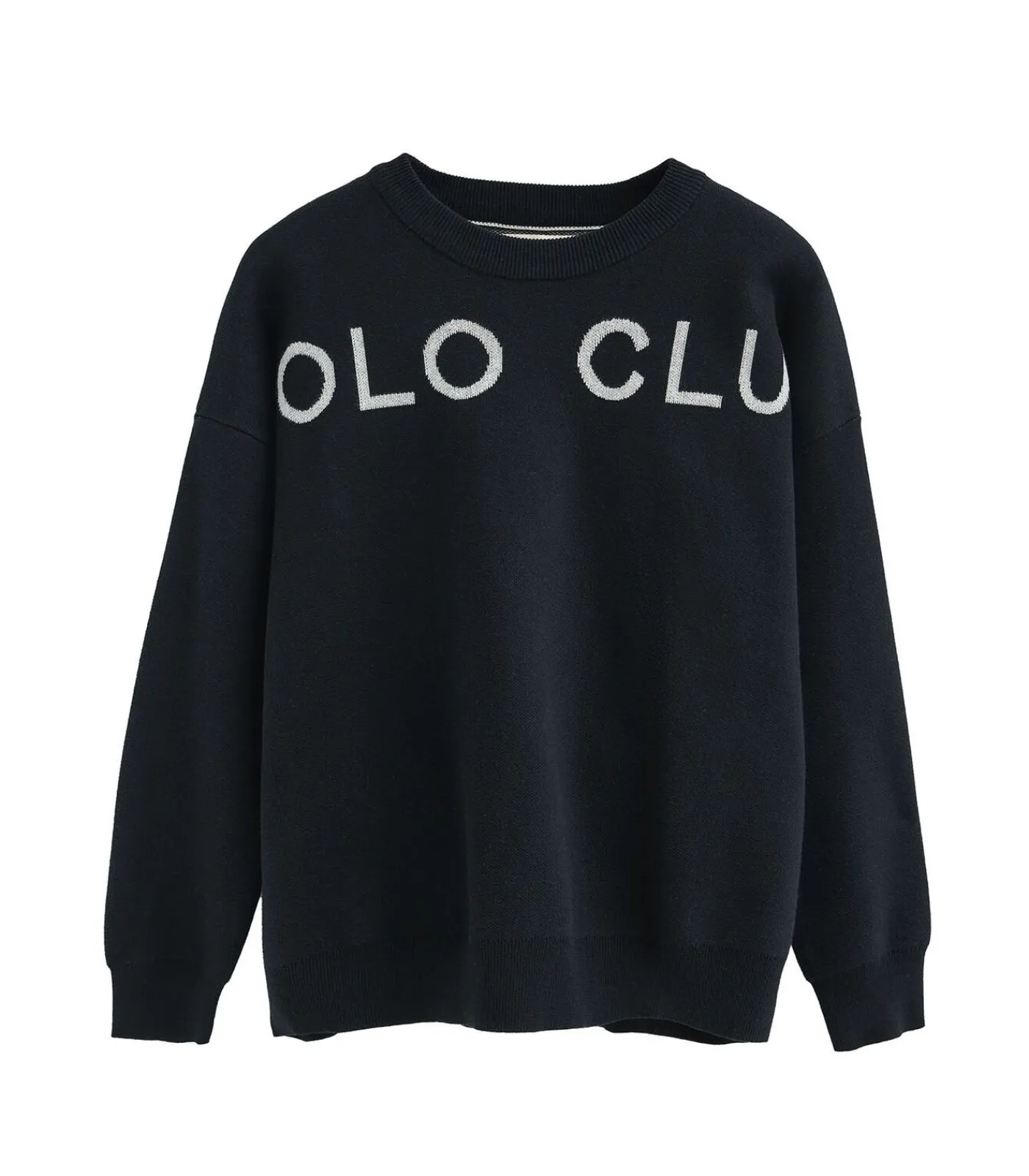 DAMES Polo Club Marineblauwe gebreide trui met -logo in contrasterende kleur