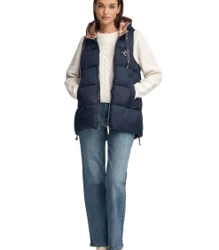 Marineblauwe gewatteerde bodywarmer met -logo DAMES Sportkledij