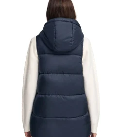 Marineblauwe gewatteerde bodywarmer met -logo DAMES Sportkledij