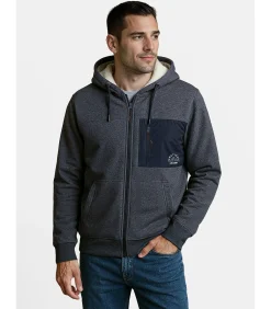 Best Marineblauwe herentrui met capuchon en rits Heren Truien & Cardigans