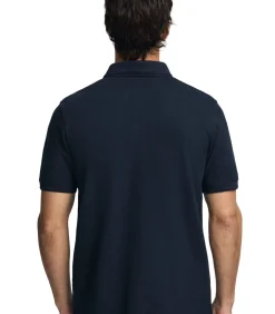 Heren Polo Club Marineblauwe polo van piqué-katoen met geborduurd Rigby Go-logo