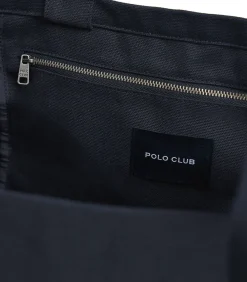 DAMES Polo Club Marineblauwe shopper bag Sloane met -opdruk Established 2012