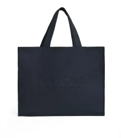 DAMES Polo Club Marineblauwe tote bag Sloane Large met -opdruk Established 2012