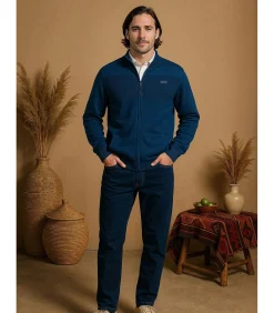 Sale Marineblauwe trui met rits voor heren Heren Truien & Cardigans