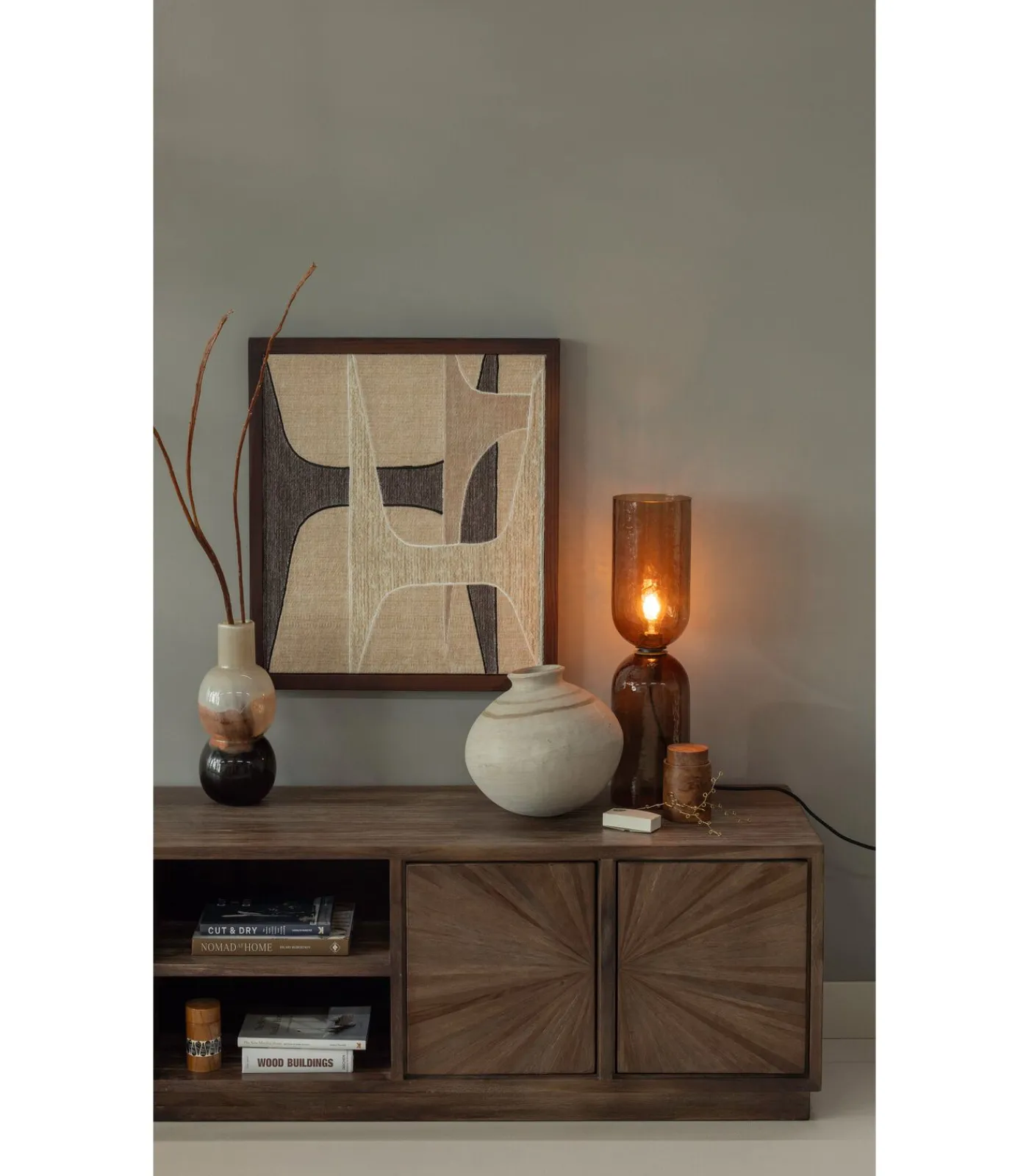 WOOOD Marjon Vaas - Handgevormd - Glas - Bruin - 30x14x14