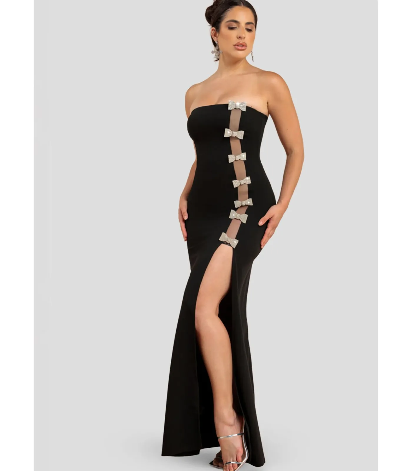 DAMES Goddiva Maxi-jurk “Bow Embellished Strapless Mermaid Maxi Dress”