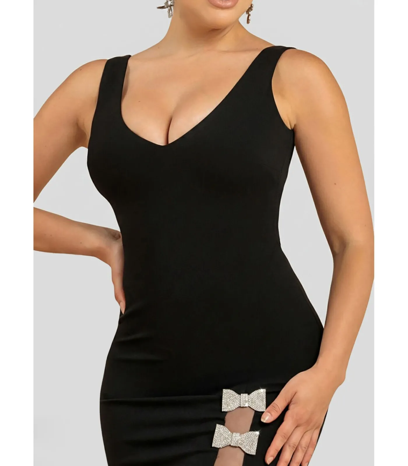 Discount Maxi-jurk “Diamante Brooch Thigh Split Mermaid Maxi Dress” DAMES Jurken