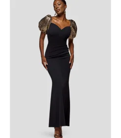 Hot Maxi-jurk “Jacquard Puff Sleeve Sweetheart Scuba Maxi Dress” DAMES Jurken