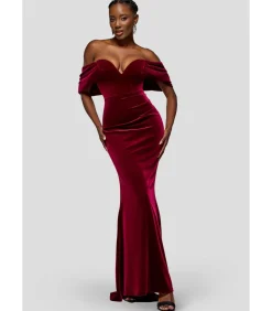 Discount Maxi-jurk “Off The Shoulder Deep Plunge Velvet Maxi Dress” DAMES Jurken