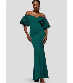 Outlet Maxi-jurk “Off The Shoulder 3D Puffed Sleeve Sweetheart Maxi Dress” DAMES Jurken