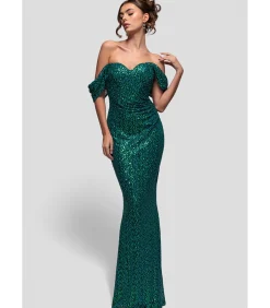 DAMES Goddiva Maxi-jurk “Off The Shoulder Sequin Wing Maxi”