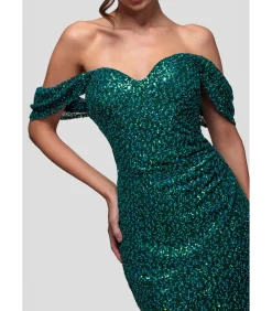DAMES Goddiva Maxi-jurk “Off The Shoulder Sequin Wing Maxi”