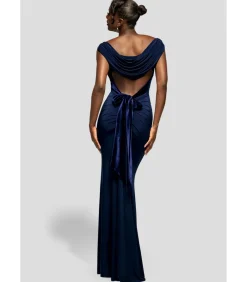 Discount Maxi-jurk “Open Back Cowl Neck Gathered Maxi Dress With Velvet Tie Back” DAMES Jurken