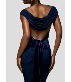 Discount Maxi-jurk “Open Back Cowl Neck Gathered Maxi Dress With Velvet Tie Back” DAMES Jurken