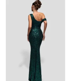 DAMES Goddiva Maxi-jurk “Sequin Cowl One Shoulder Maxi Dress”