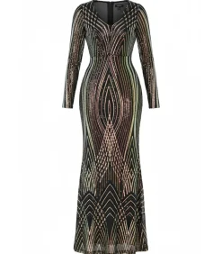 DAMES Goddiva Maxi-jurk “Two Toned V Neck Sequin Maxi”