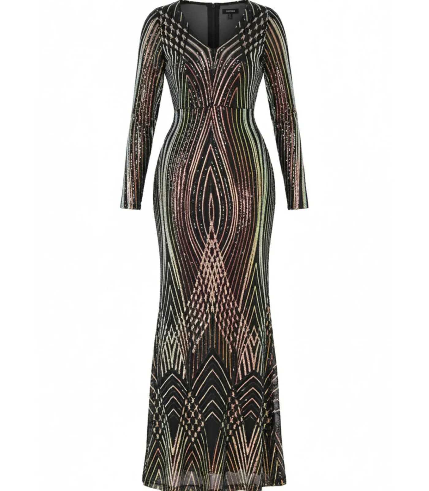 DAMES Goddiva Maxi-jurk “Two Toned V Neck Sequin Maxi”