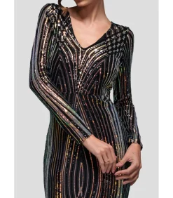 DAMES Goddiva Maxi-jurk “Two Toned V Neck Sequin Maxi”
