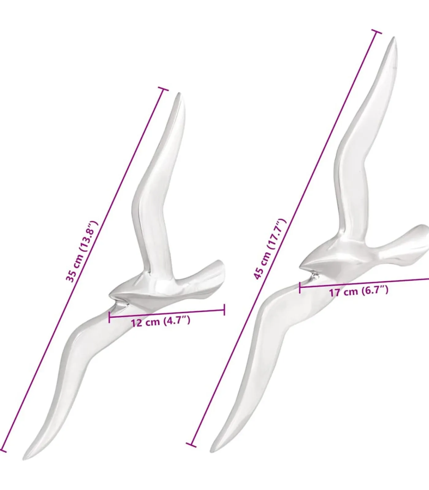 Best Meeuw 2 pcs Zilver Aluminium Decoratie