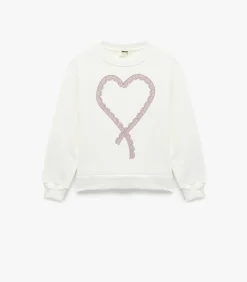 Kinderen Koton Meisjes Sweatshirt Ronde Hals Lange Mouwen Hartmotief